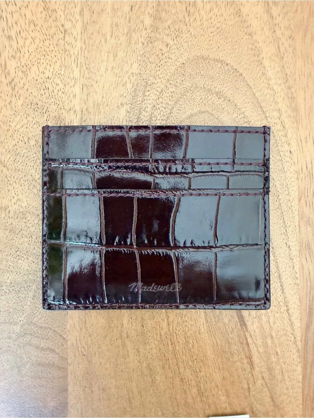 Madewell Leather Card Case in Croc NWT